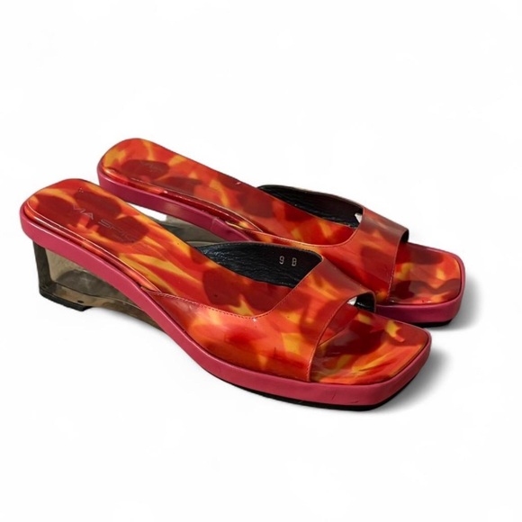 Vtg Via Spiga Multicolor Gradient Slides Mules Clear Heel Sz 9 Made In Italy - Picture 1 of 8